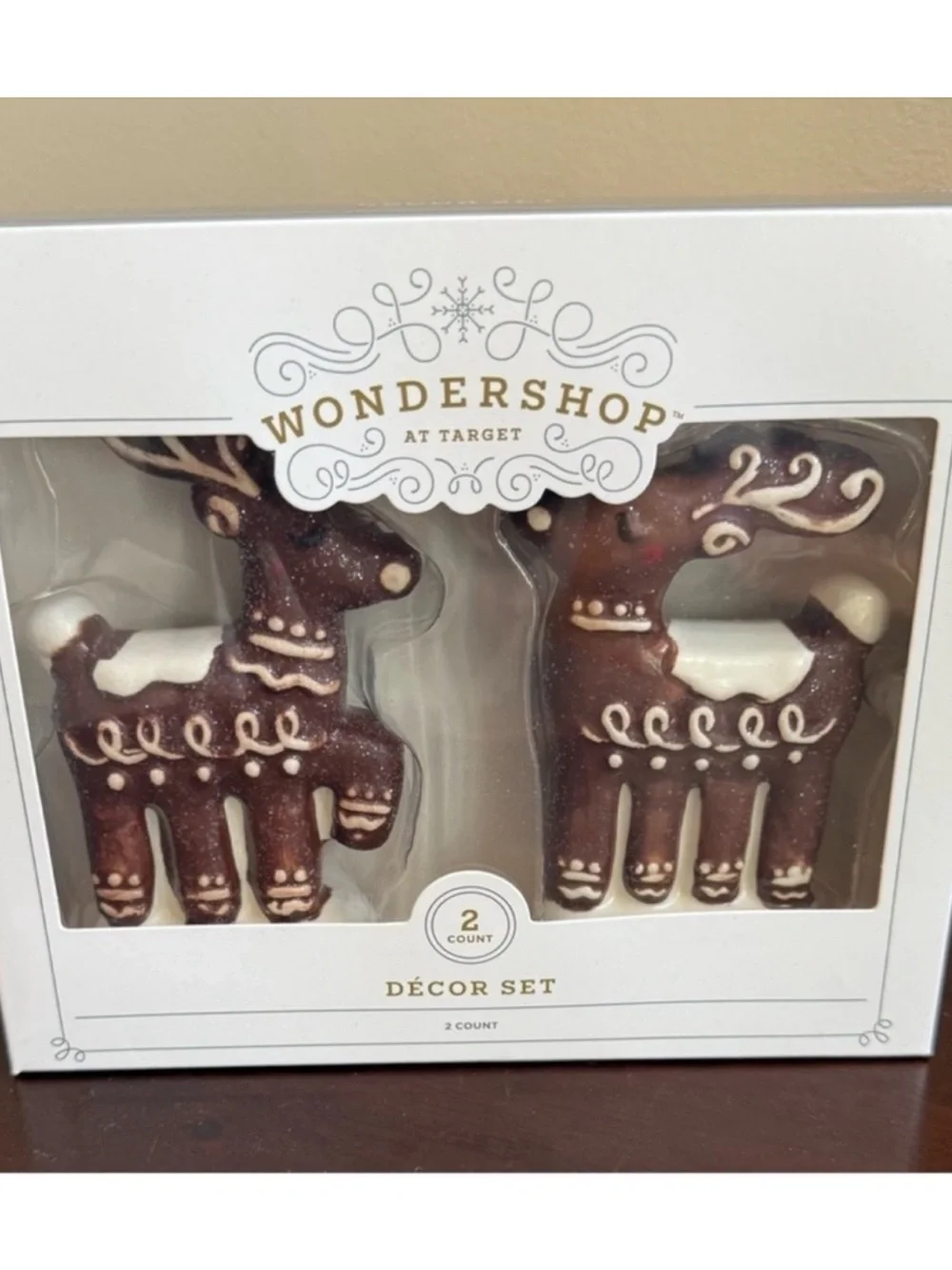 Set of 2 Ceramic Gingerbread Reindeer by Target's Wondershop, New!